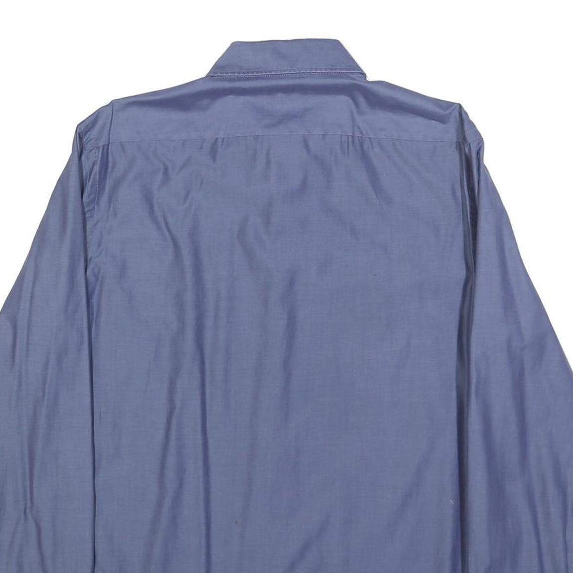 BOSS HUGO BOSS Mens Blue Plain Cotton Shirt L Regular Fit Formal Button Collar