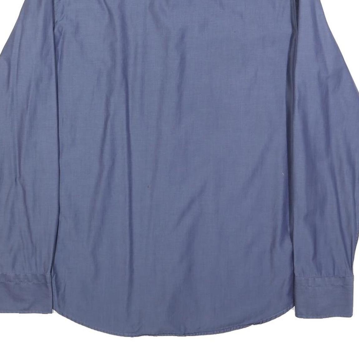 BOSS HUGO BOSS Mens Blue Plain Cotton Shirt L Regular Fit Formal Button Collar