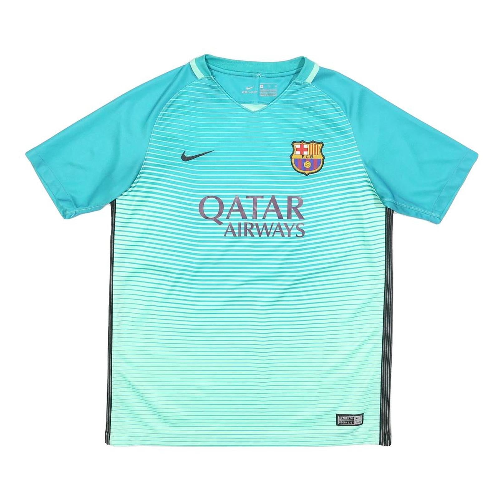NIKE Barcelona 2016-17 Boys Blue Football Third Shirt XL Short Sleeve V-Neck