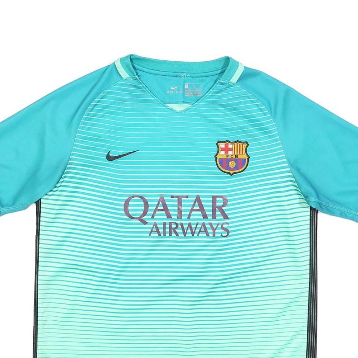 NIKE Barcelona 2016-17 Boys Blue Football Third Shirt XL Short Sleeve V-Neck
