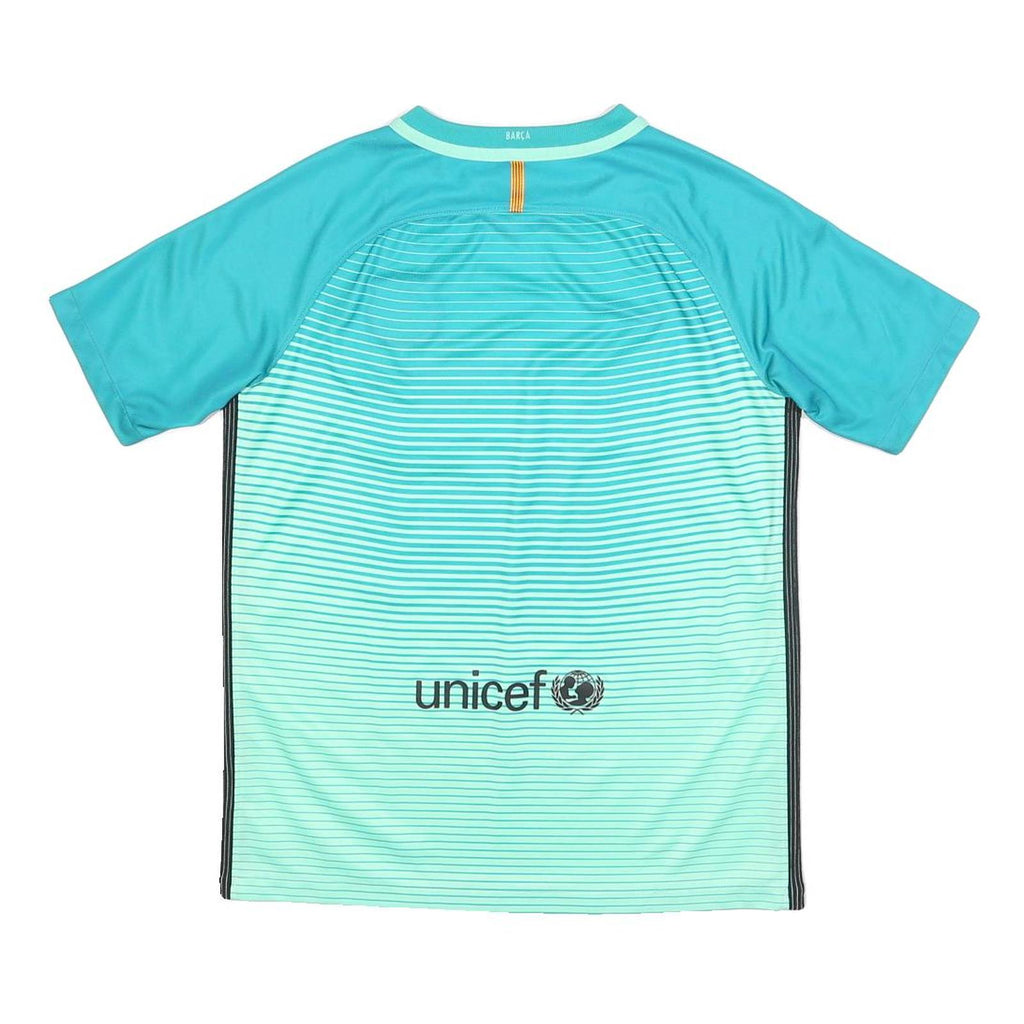 NIKE Barcelona 2016-17 Boys Blue Football Third Shirt XL Short Sleeve V-Neck