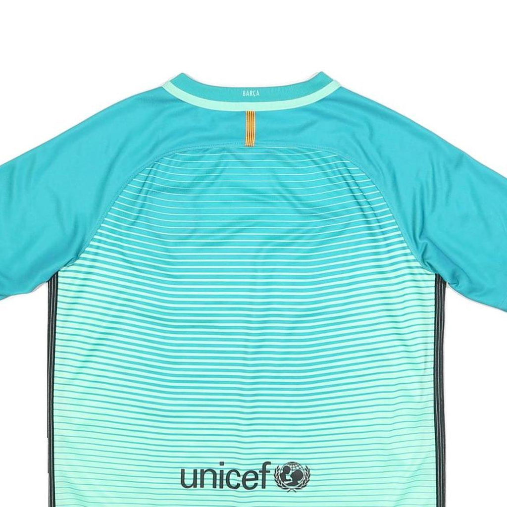 NIKE Barcelona 2016-17 Boys Blue Football Third Shirt XL Short Sleeve V-Neck