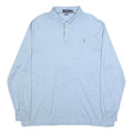 POLO RALPH LAUREN Mens Blue Long Sleeve Plain Polo Shirt XL Classic Style Casual