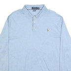 POLO RALPH LAUREN Mens Blue Long Sleeve Plain Polo Shirt XL Classic Style Casual