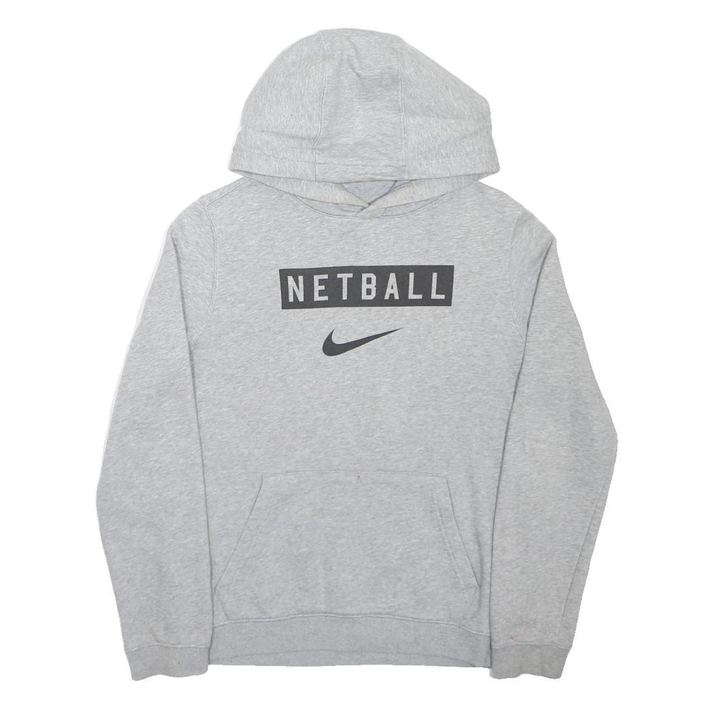 NIKE Girls Grey Netball Hoodie XL Cotton Blend Sportswear Pullover