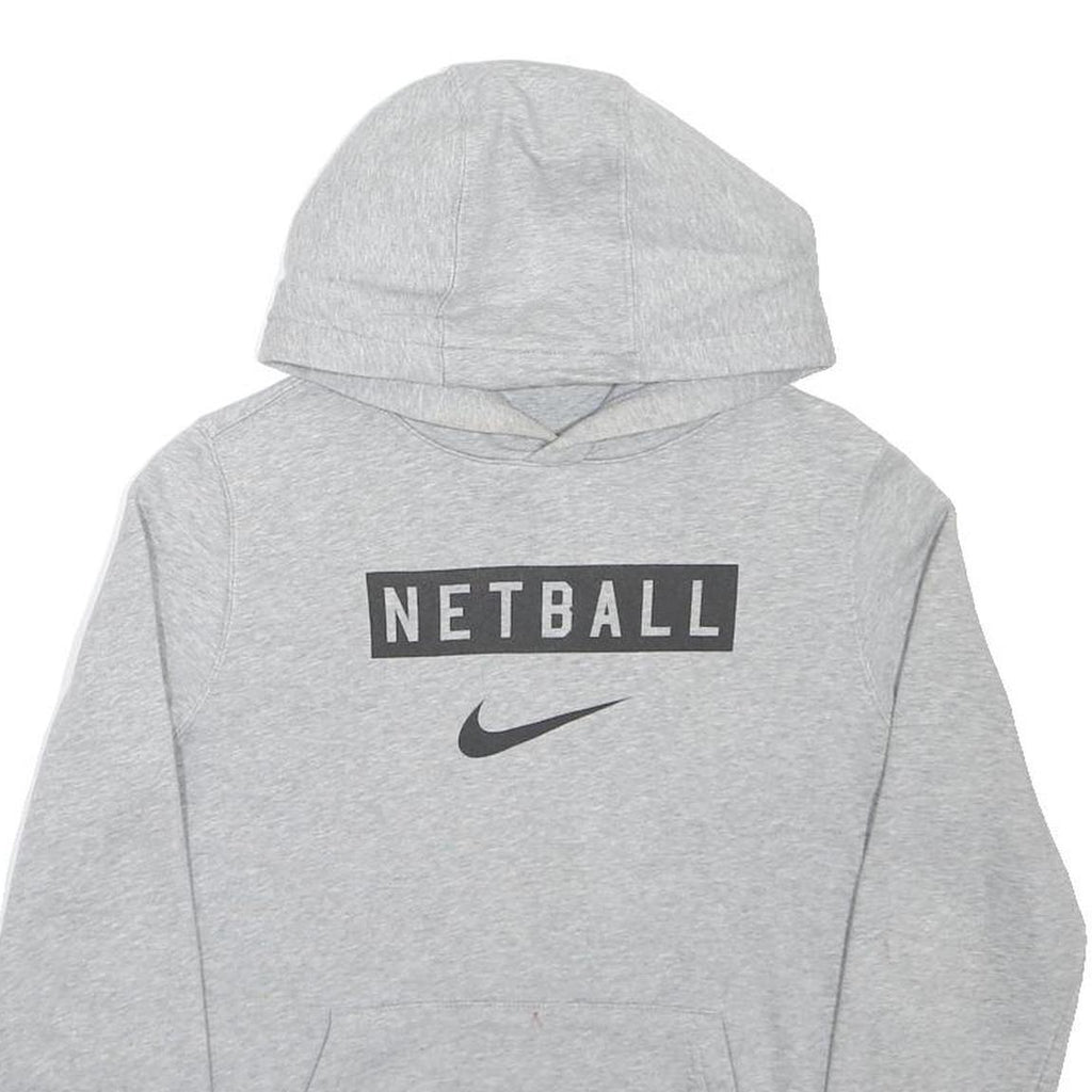 NIKE Girls Grey Netball Hoodie XL Cotton Blend Sportswear Pullover