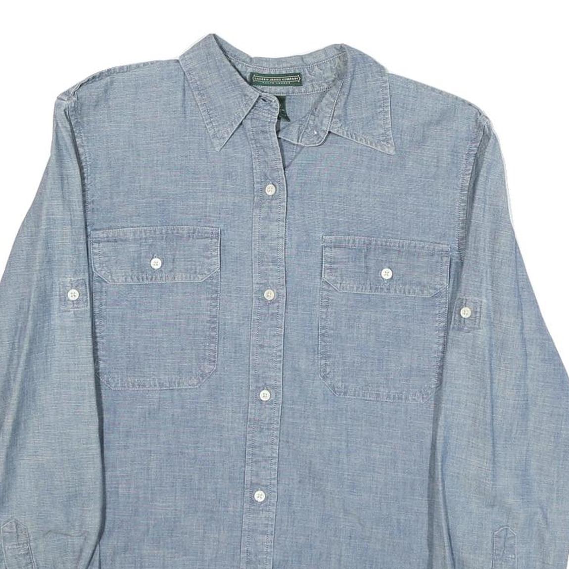 LAUREN RALPH LAUREN Womens Blue Shirt S Cotton Blend Casual Long Sleeve