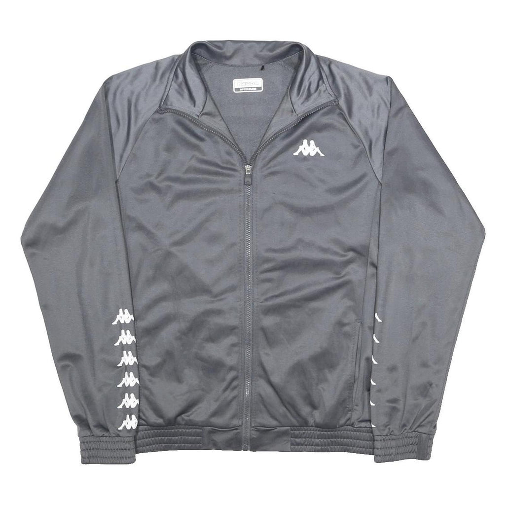 KAPPA Mens Grey Slim Jacket M Polyester Track Zip Up Logo Print