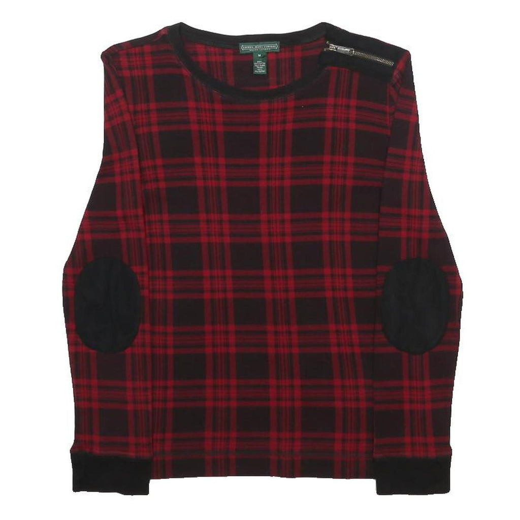 LAUREN RALPH LAUREN Womens Red & Black Patterned Crew Neck Cotton Jumper M