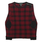 LAUREN RALPH LAUREN Womens Red & Black Patterned Crew Neck Cotton Jumper M