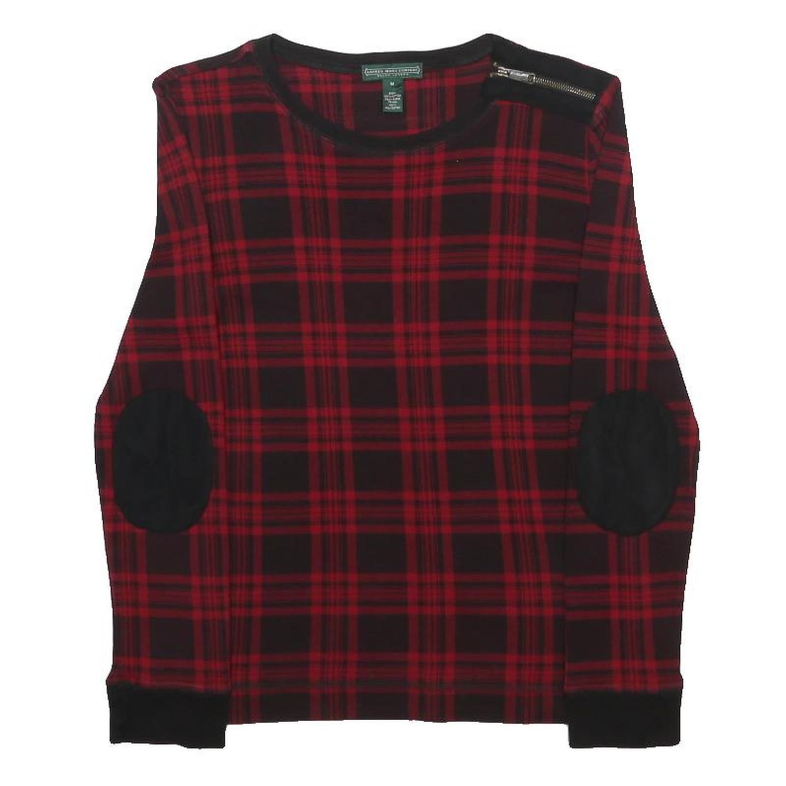 LAUREN RALPH LAUREN Womens Red & Black Patterned Crew Neck Cotton Jumper M