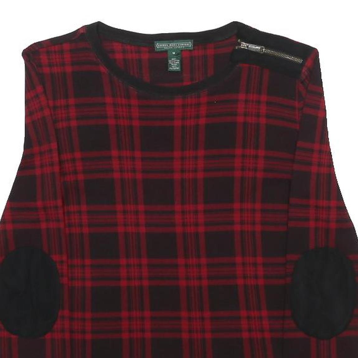 LAUREN RALPH LAUREN Womens Red & Black Patterned Crew Neck Cotton Jumper M