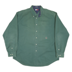 TOMMY HILFIGER Mens Green Cotton Blend Shirt XL Classic Button Down Casual