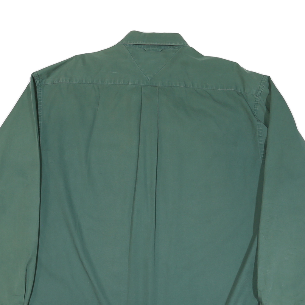 TOMMY HILFIGER Mens Green Cotton Blend Shirt XL Classic Button Down Casual