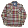 SATURDAYS Mens Red & Grey Plaid Shirt L Button Front Check Casual