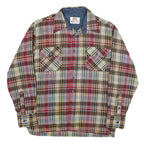 SATURDAYS Mens Red & Grey Plaid Shirt L Button Front Check Casual