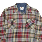 SATURDAYS Mens Red & Grey Plaid Shirt L Button Front Check Casual