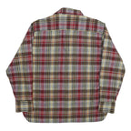 SATURDAYS Mens Red & Grey Plaid Shirt L Button Front Check Casual