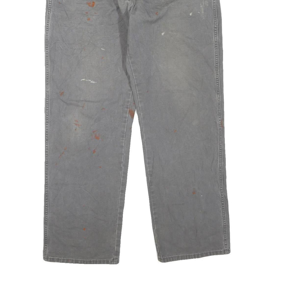 DICKIES Mens Jeans Grey Regular Straight Denim W40 L32 Workwear Utility Zip