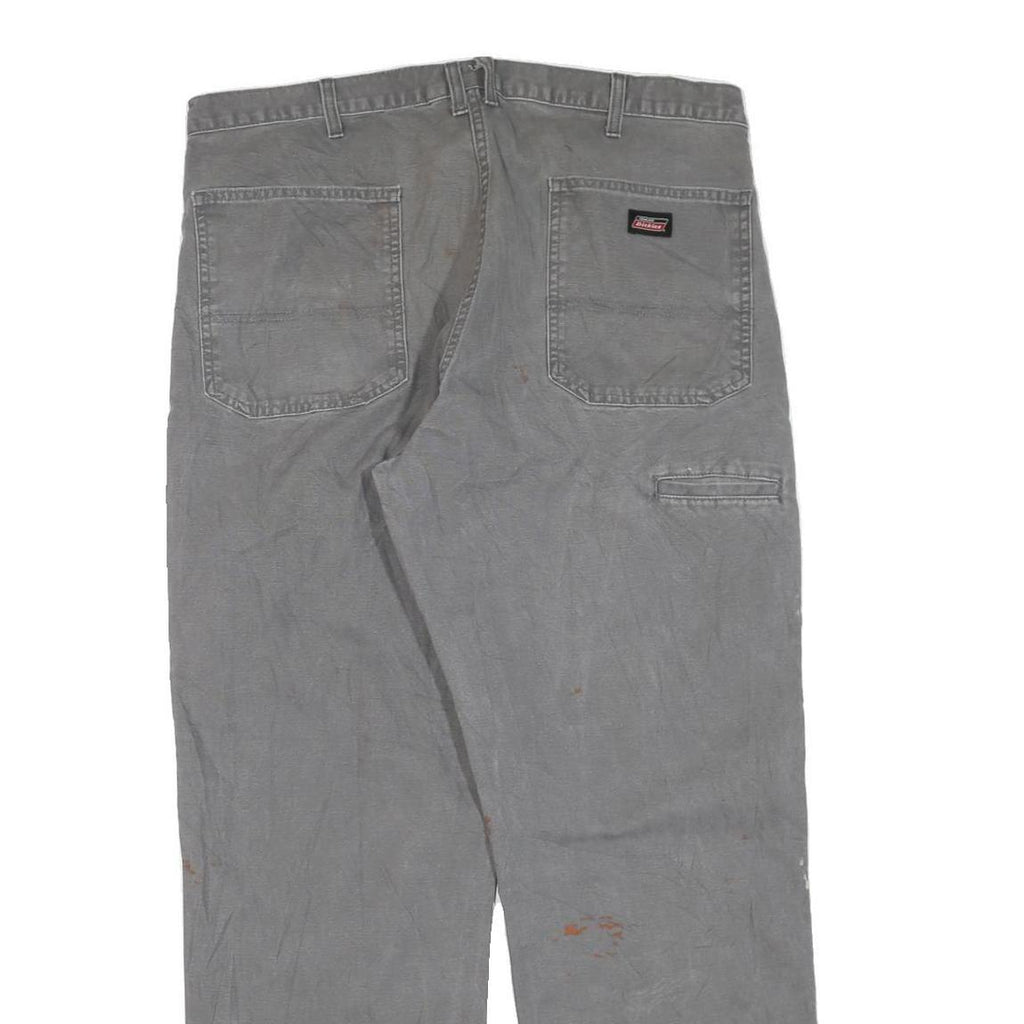 DICKIES Mens Jeans Grey Regular Straight Denim W40 L32 Workwear Utility Zip
