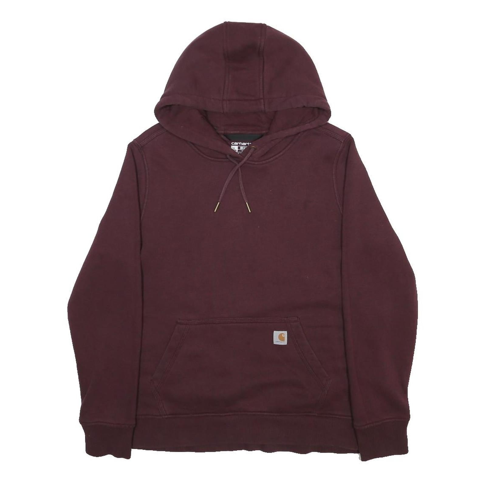 CARHARTT Womens Maroon Hoodie UK 14 Cotton Blend Pullover Pocket Casual