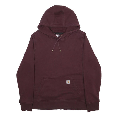 CARHARTT Womens Maroon Hoodie UK 14 Cotton Blend Pullover Pocket Casual