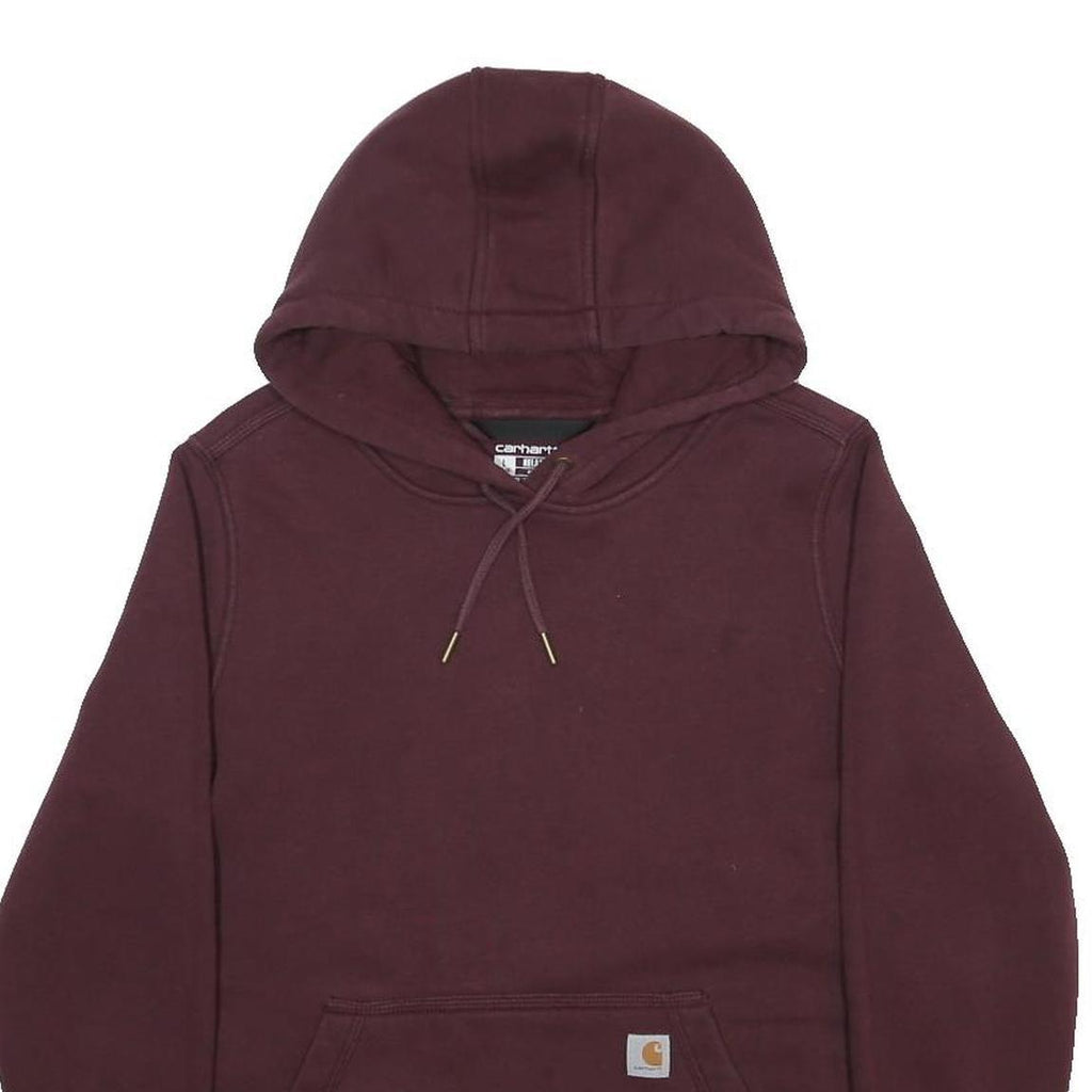 CARHARTT Womens Maroon Hoodie UK 14 Cotton Blend Pullover Pocket Casual