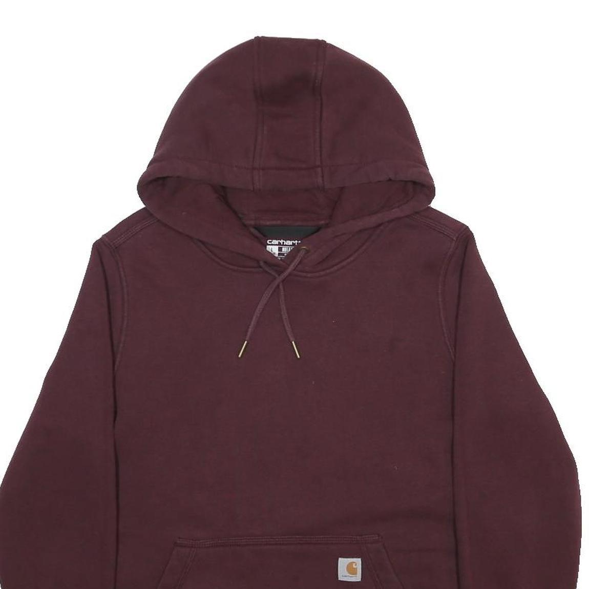 CARHARTT Womens Maroon Hoodie UK 14 Cotton Blend Pullover Pocket Casual