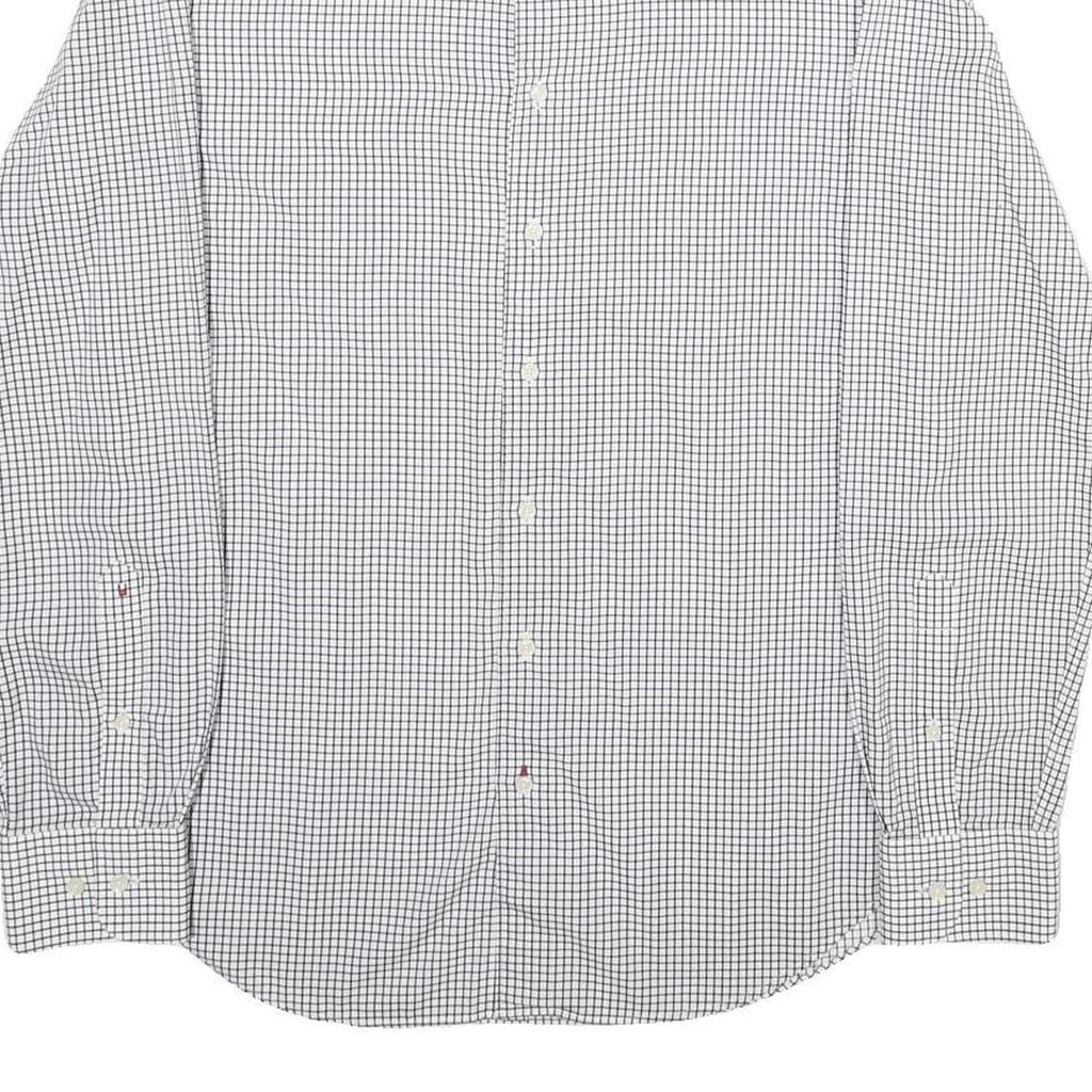 TOMMY HILFIGER Mens White & Blue Check Shirt M Classic Cotton Button Down