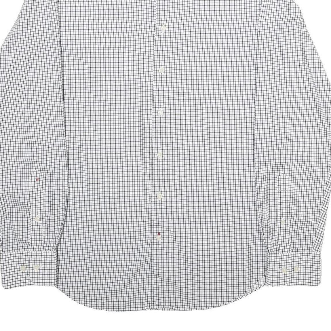 TOMMY HILFIGER Mens White & Blue Check Shirt M Classic Cotton Button Down