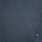 TOMMY HILFIGER Mens Blue Plain Cotton Jumper Button Neck Basic Knit M Casual