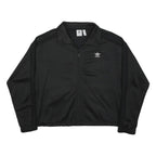 ADIDAS Womens Black Cotton Blend Track Jacket UK 18 Zip Casual Sportswear