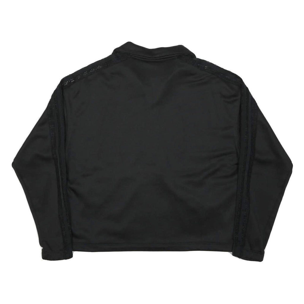 ADIDAS Womens Black Cotton Blend Track Jacket UK 18 Zip Casual Sportswear