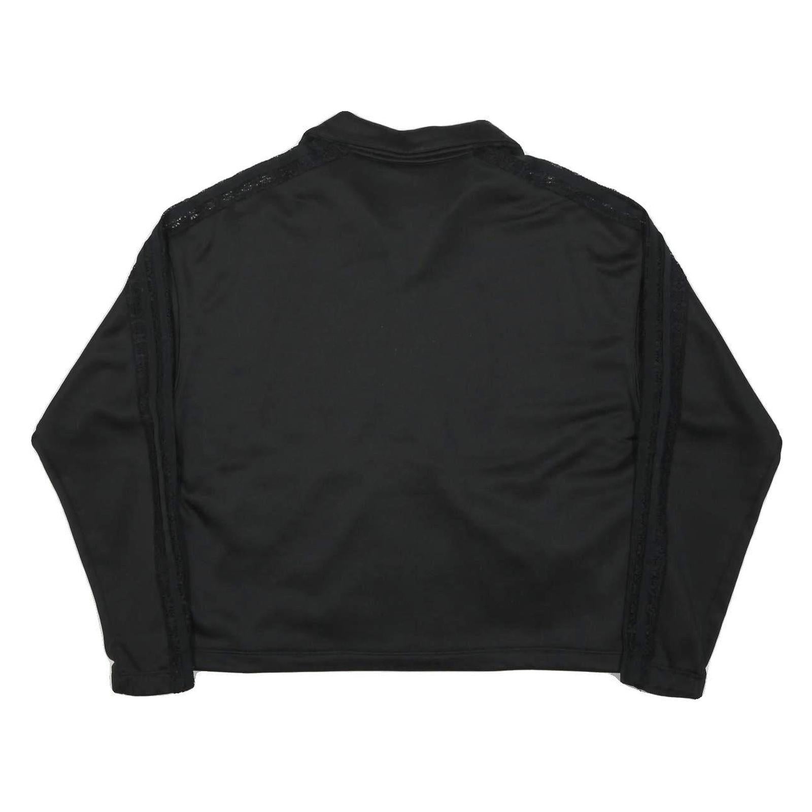 ADIDAS Womens Black Cotton Blend Track Jacket UK 18 Zip Casual Sportswear