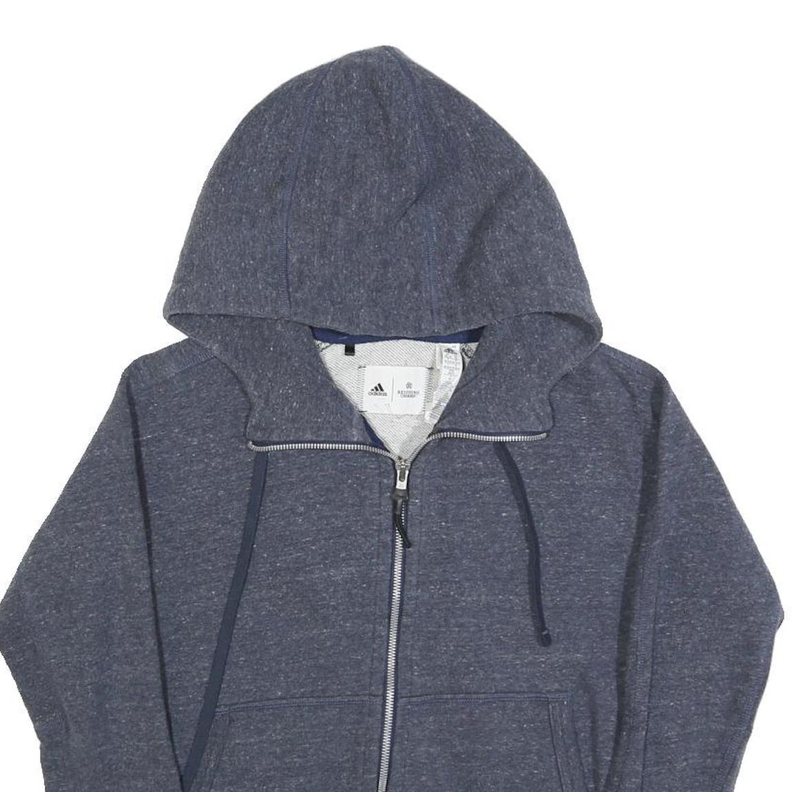 ADIDAS Womens Blue Zip Hoodie XS Cotton Blend Casual Zip Up Activewear