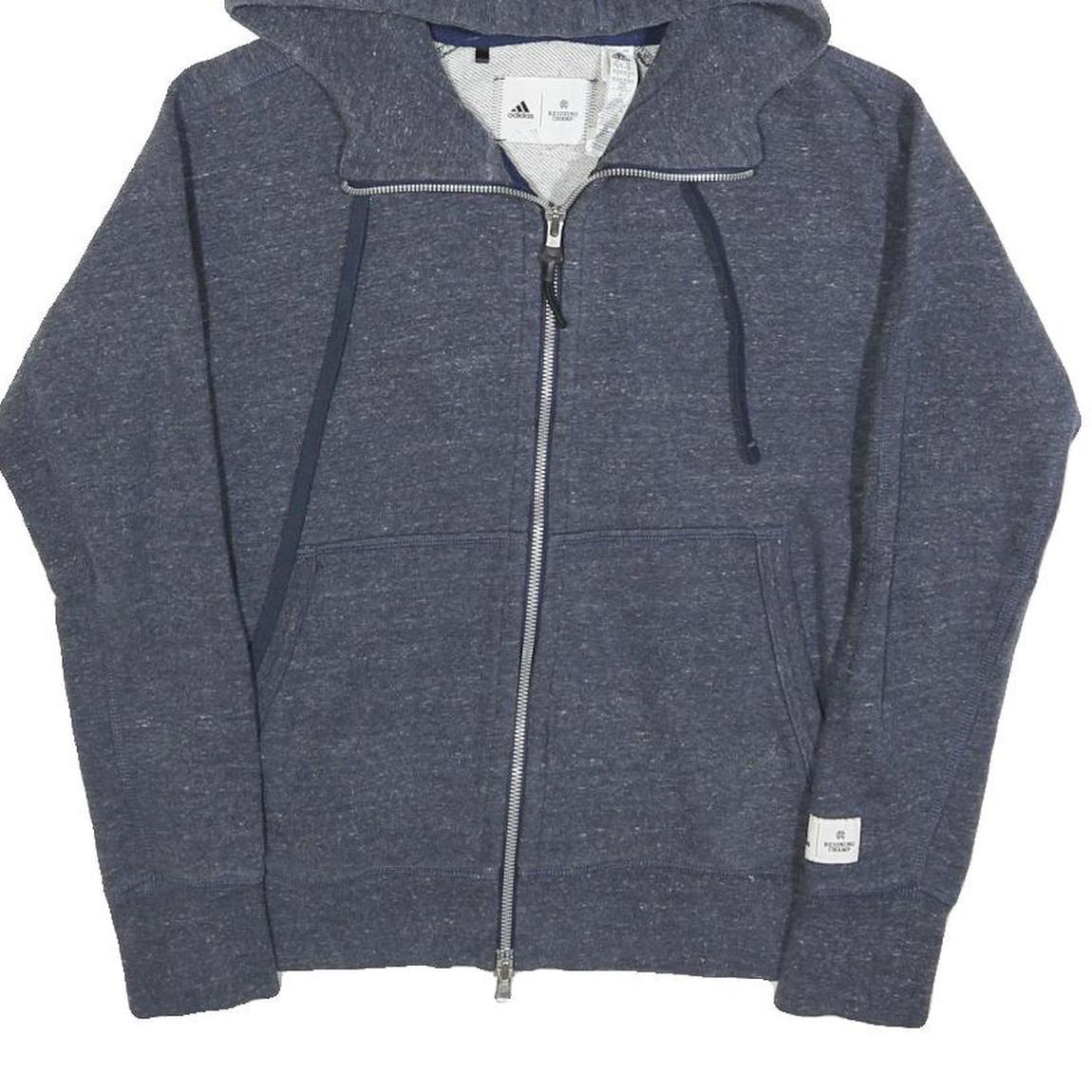 ADIDAS Womens Blue Zip Hoodie XS Cotton Blend Casual Zip Up Activewear