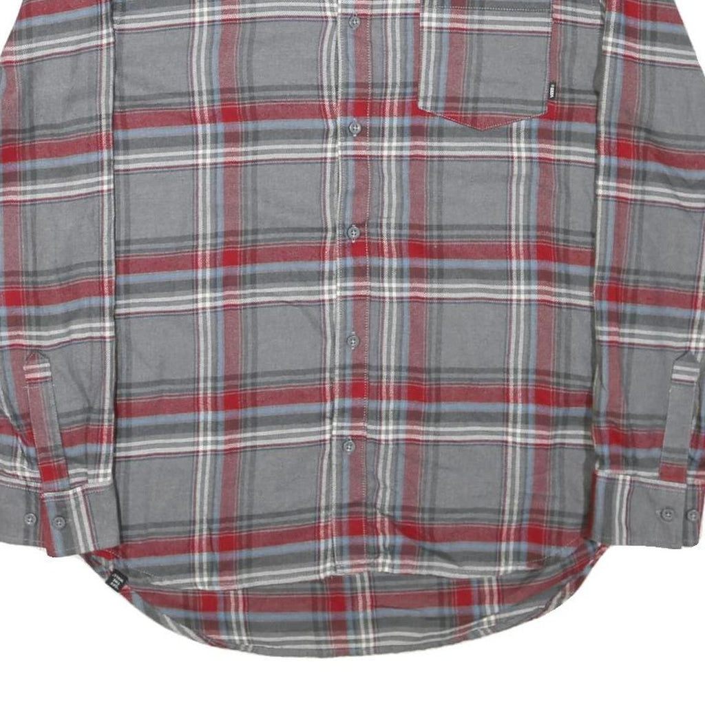 VANS Mens Grey & Red Check Shirt L Cotton Blend Long Sleeve Casual Button