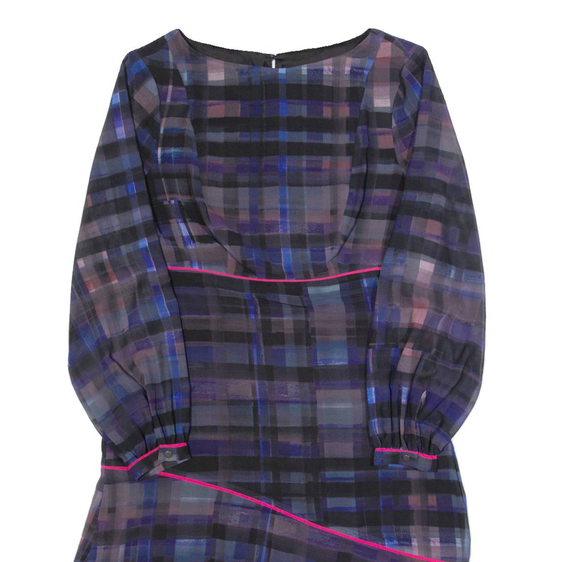 MINT VELVET Womens Day Dress Black Check Long Sleeve Knee Length UK 10