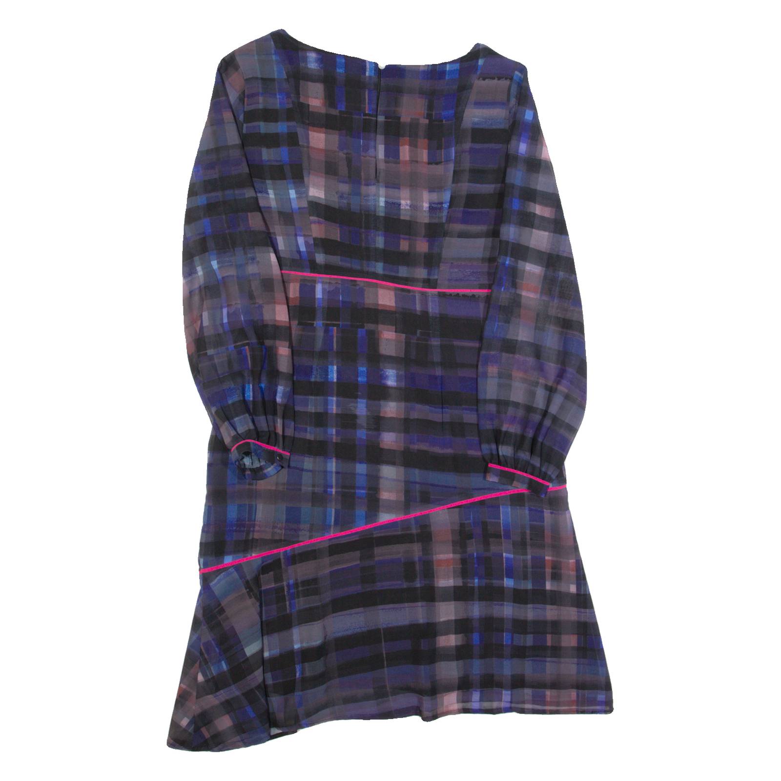 MINT VELVET Womens Day Dress Black Check Long Sleeve Knee Length UK 10