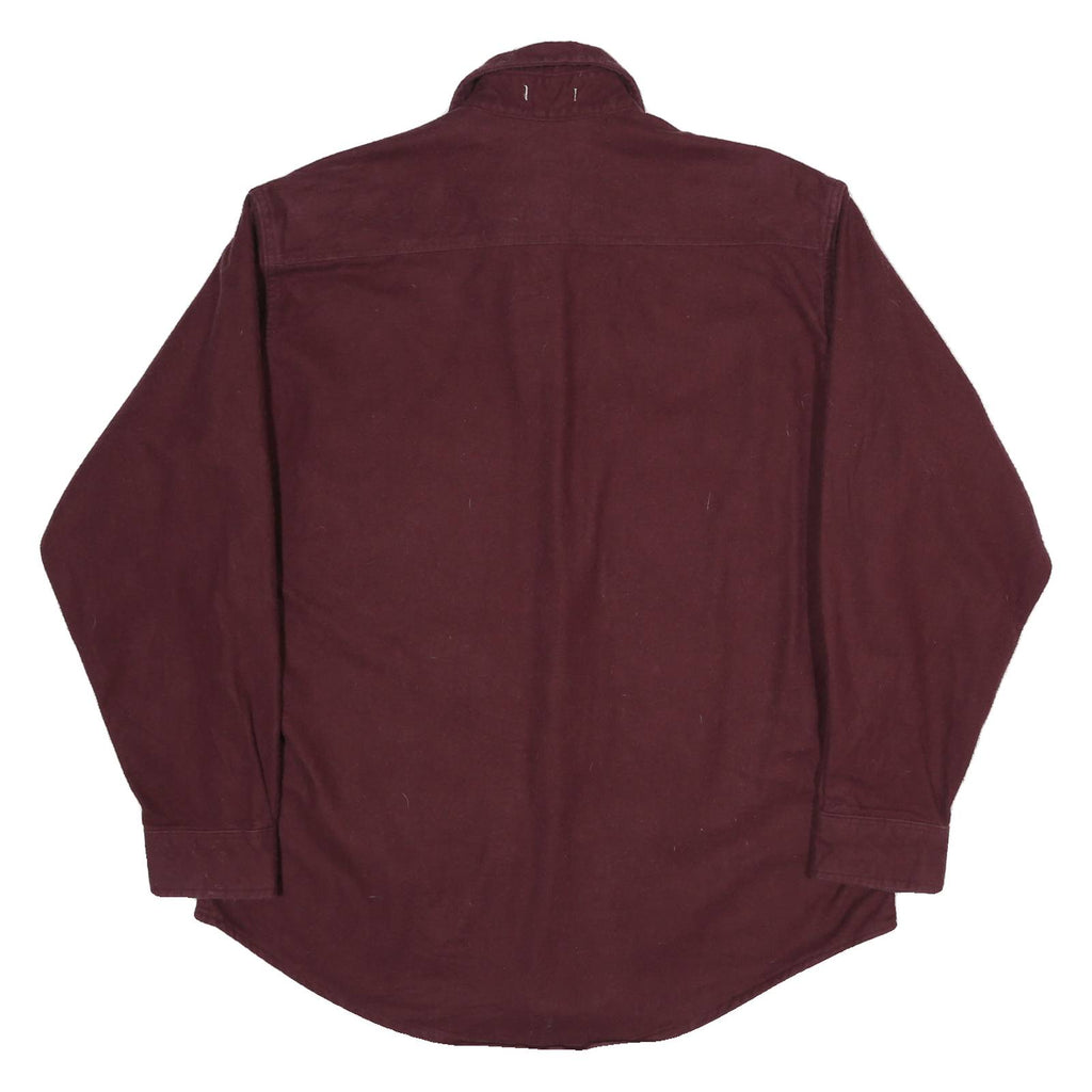 ST JOHNS BAY Mens Maroon Cotton Blend Shirt L Button Pocket Long Sleeve Casual