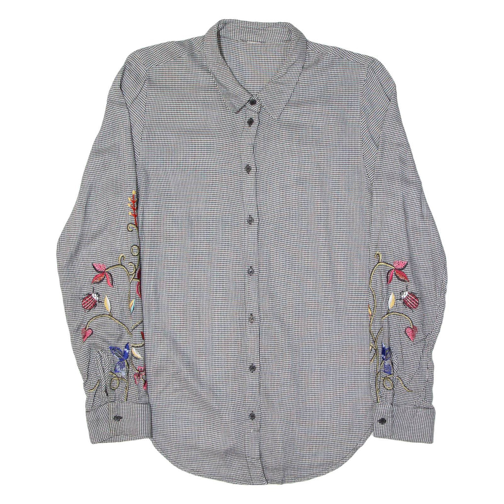Womens Shirt Grey Houndstooth Long Sleeve M