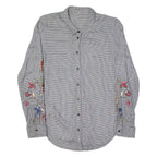 Womens Shirt Grey Houndstooth Long Sleeve M
