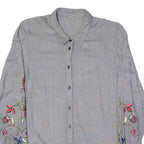 Womens Shirt Grey Houndstooth Long Sleeve M