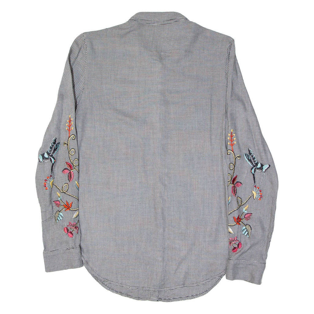 Womens Shirt Grey Houndstooth Long Sleeve M