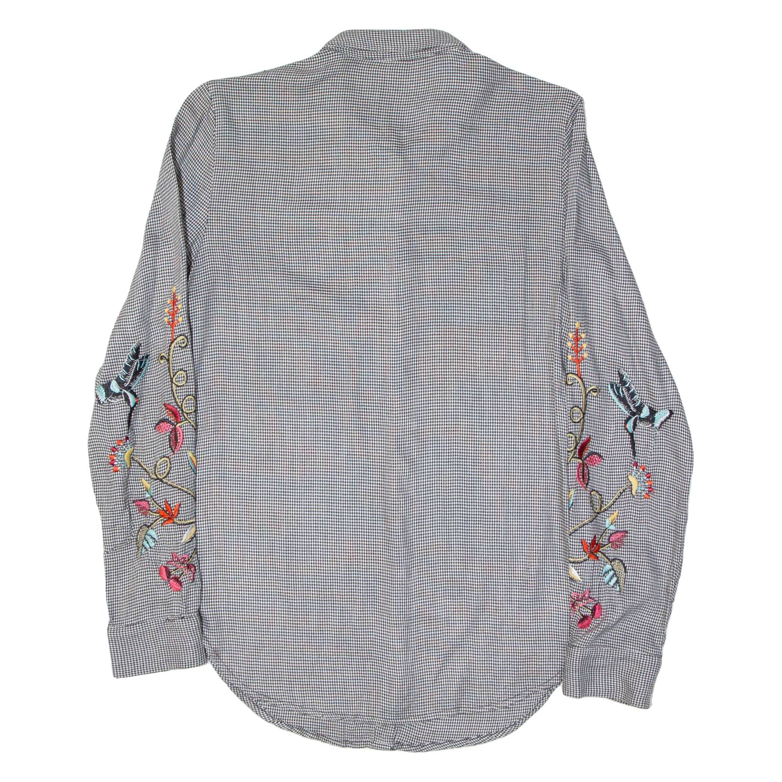 Womens Shirt Grey Houndstooth Long Sleeve M