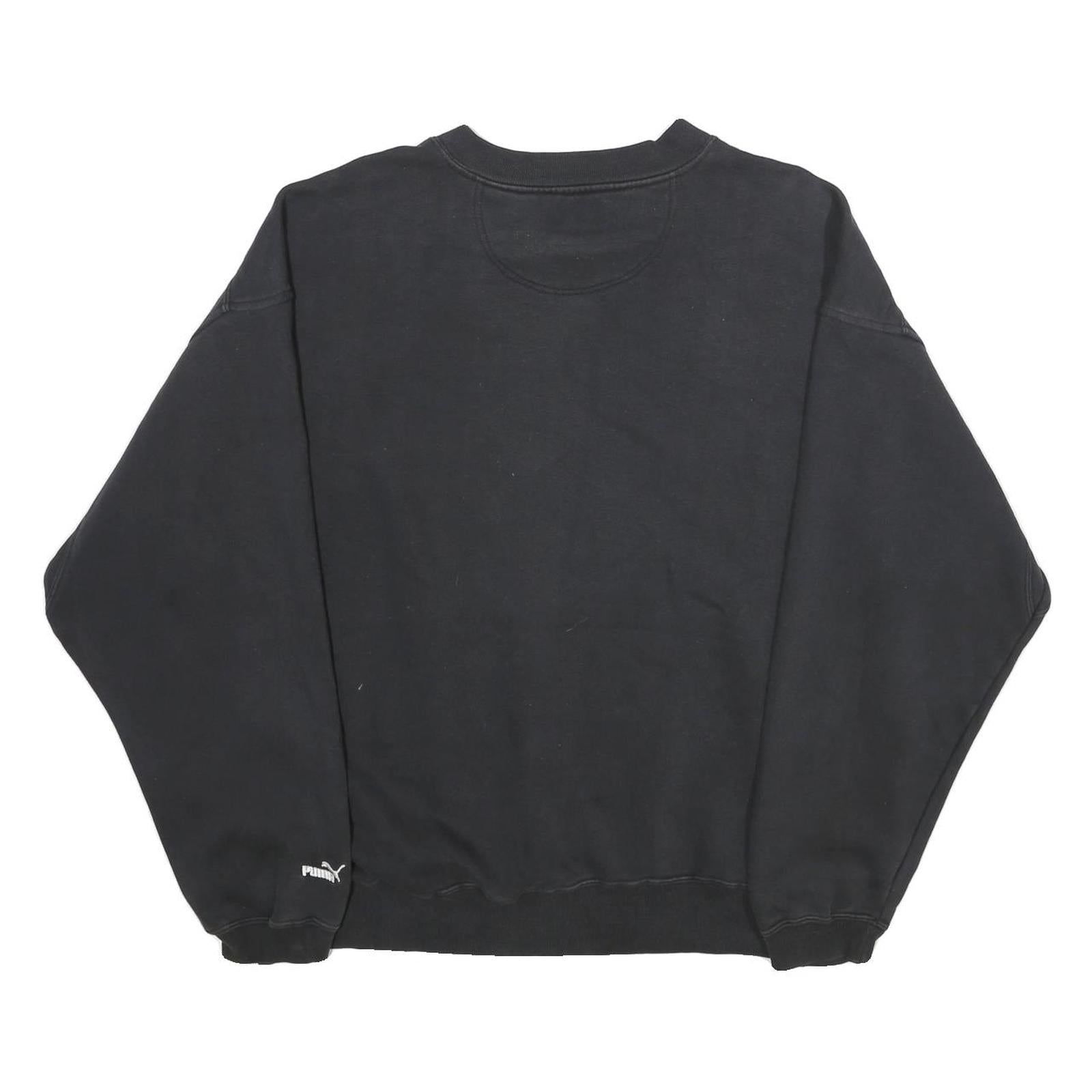 PUMA Mens Black Grey Cup Crew Neck L Cotton Blend Sweatshirt Casual Pullover