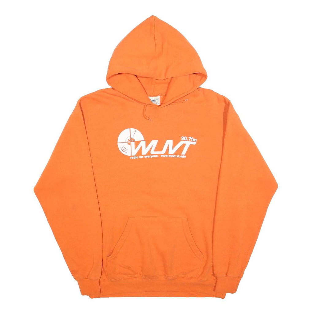 LEE Mens Orange WUVT Radio Print Pullover Hoodie M Cotton Blend Casual