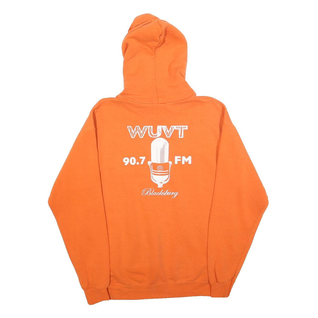 LEE Mens Orange WUVT Radio Print Pullover Hoodie M Cotton Blend Casual