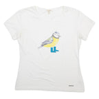 BARBOUR Womens White T-Shirt UK 14 Short Sleeve Scoop Neck Graphic Print Cotton