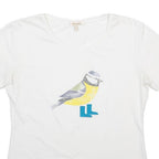 BARBOUR Womens White T-Shirt UK 14 Short Sleeve Scoop Neck Graphic Print Cotton